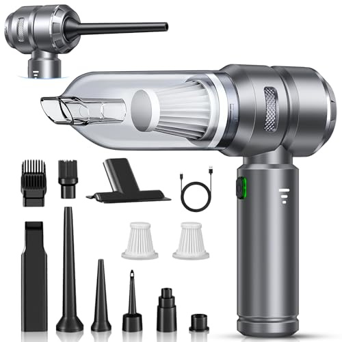 Handheld Vacuum Cleaner, 22000Pa Brushless Motor Cordless Vacuum Cleaners, 3-Speed Car Vacuum Cleaner with Dual Filters and Multiple Brush Heads for Office, Home, Car, Kitchen and Pet Hair, Dark Grey