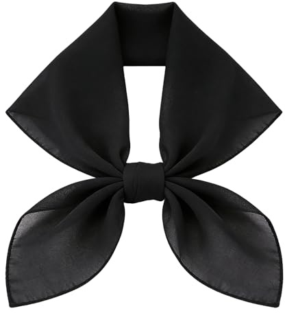 jerbro Seidentuch Damen Chiffon Halstuch Einfarbig Bandana Kopftuch Geschenk für Frauen Mädchen Halloween Karneval Kostüm Zubehör (Schwarz, 65 * 65cm)