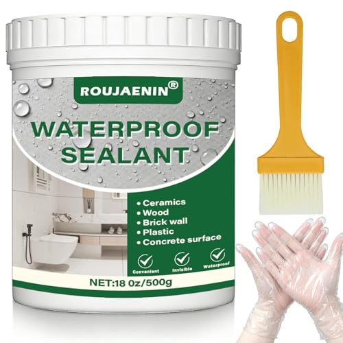 500g Clear Waterproof Sealant - Stops & Prevents Leaks Insulation Waterproof Coat - For Roof, Bathroom, Tiles, Wood, Patio Grout Sealer, Concrete, Stone, Rubber, Plastics