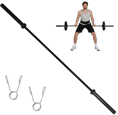 ALLINLIFE Barra Olímpica 150/180/220cm (13-20kg) + Par de Discos Tri-Grip de Caucho 2.5/5/10kg - Kit 18-40kg Gimnasio en Casa (180cm - Olímpica con Muelles)