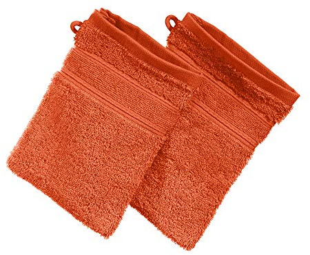 Erwin Müller Waschhandschuh Karlsruhe 2er- Pack 100% Baumwolle Terra Größe 15x21 cm - extrem saugstark, leicht, flauschig weich, hautschmeichelnd (weitere Farben)