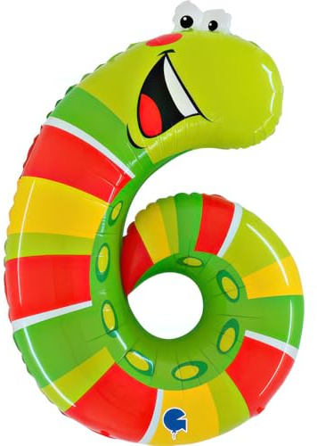 Riesenzahl Folienballon Animaloon 40/102cm | #6 Wurm