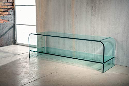 IMAGO FACTORY Net - Porta TV - Ponte in Vetro curvato con ripiano