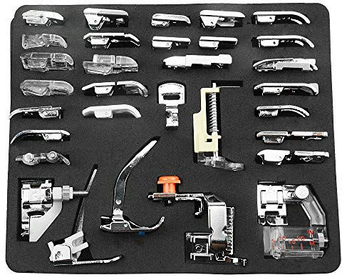 TOVOT Nähfüße für Haushaltsnähmaschinen, 32-teiliges Set für Singer, Brother, Janome und Kenmore, Babylock, Niedrigschaft-Nähmaschinen