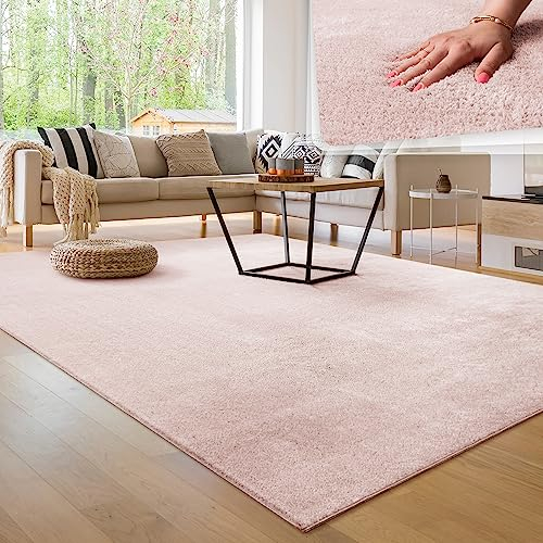 Paco Home Moderner Kuscheliger Wohnzimmer Teppich Kurzflor waschbar flauschig Weich Einfarbig Felloptik zeitlos stilvoll rutschfest pflegeleicht, Grösse:60x100 cm, Farbe:Rosa