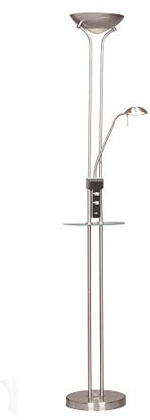 wonderlamp Lámpara de pie LED Olimpia (18W+5W). Brazo flexible para lectura. Luz regulable - repisa de cristal y cargador USB, W-A000136