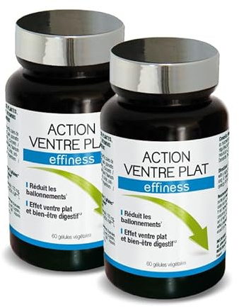 NUTRI EXPERT - Action Ventre Plat Effiness - Réduit Ballonnements et Lourdeurs - Bien-être Digestif - Complément Alimentaire aux Extraits Naturels de Plantes - Lot de 2 produits