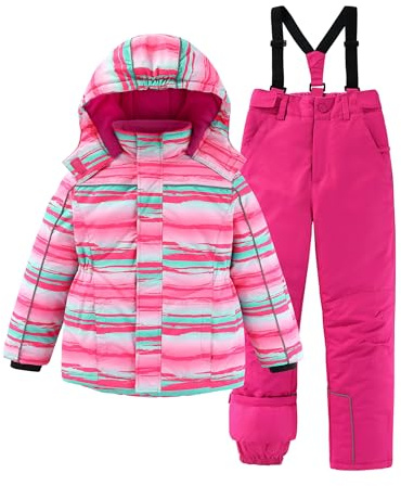 M2C Girls Winter Heavyweight Ski Snowsuit Jacket & Pant Sachet Pink 12-14