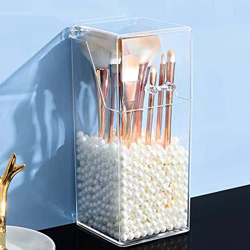 RMAN Make Up Organizer, Make up Pinsel Aufbewahrung Pinselhalter Kosmetik Aufbewahrung mit Perlen für Zimmer Decor Frisiertisch, Schlafzimmer, Bad - Transparent
