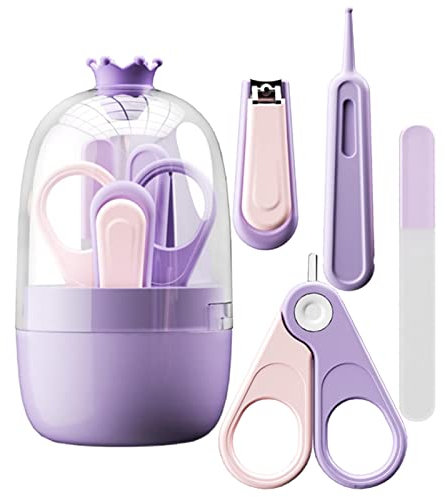 delr Babypflege – Nagelset mit rutschfestem Griff für Babys mit schönem Schutz | 4 in 1 Baby-Nagelknipser, Nagelknipser, Nagelfeile, Pinzette