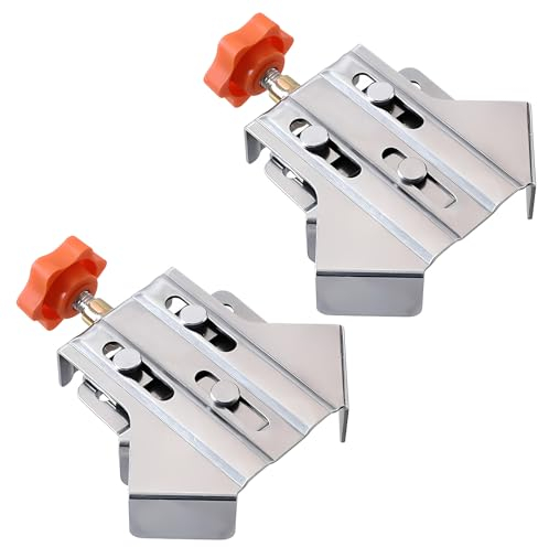 2 tensores angulares, 90 grados de acero inoxidable, con mandíbula oscilante, mango único, abrazadera de ángulo para trabajos de madera, ingeniería, marco de fotos