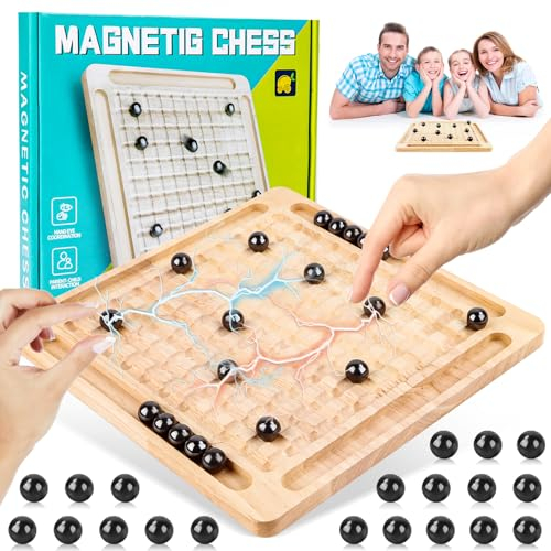 Magnetisches Schachspiel, Magnetic Schachspiel, Magnetic Chess Game mit Schachbrett aus Holz, Multiplayer-Magnetbrettspiel, Magnet Schach, Eltern-Kind-Interaktionsspiel Für Familientreffen