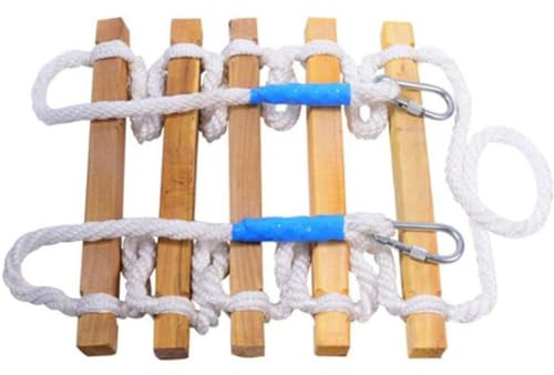 YYingYYue Solid Wood Rope Ladder, Wood Fire Ladder, Solid Pedal, Strong Rope, Non-Slip Folding Escape Ladder with Hook, Window, Balcony,3m