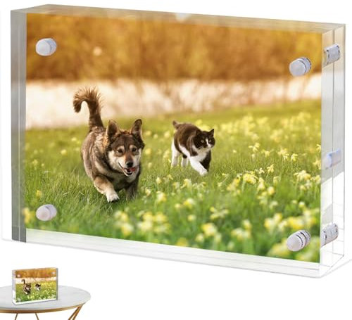 GBKDQQ Cornice portafoto in acrilico, 15 x 20 cm, magnetica, trasparente, senza cornice, magnetica, doppia cornice