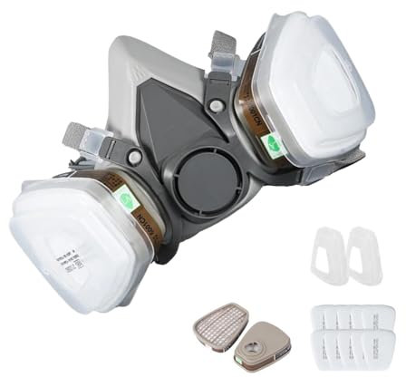 1 juego de mascarilla respiratoria contra el polvo, respirador de cubierta facial, respirador de seguridad para polvo | Respirador de proyecto de pintura de seguridad, protección respiratoria profesio