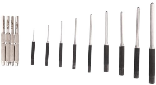 Ohsilv 13 Pièces Poinçon à Goupille Cylindrique Outil de Poinçonnage à Extrémité Creuse avec Étui de Transport Poinçons à Goupille en Acier