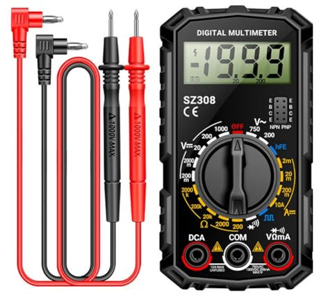 worien SZ308 Multimètre Numérique Compteur de Résistance de Tension Compteur de Courant Électricien LCD Rétro-Éclairage Ohm Test D'Onde Carrée B
