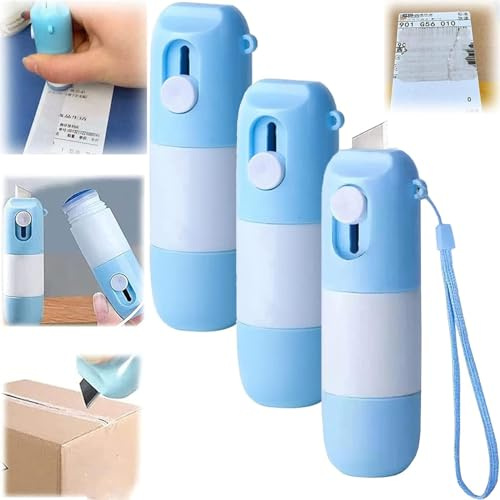 Generic Fluido Corrector de Papel Térmico con Cuchillo de Desempaquetado, 2 en 1 Protege Información Importante, Elimina Abridor de Cajas de Privacidad, para Etiquetas de Paquete (3 Unidades)