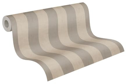 livingwalls Anna D'Andrea papier peint intissé rayures 10,05 m x 0,53 m - gris, beige - papier peint rayures larges - 782264