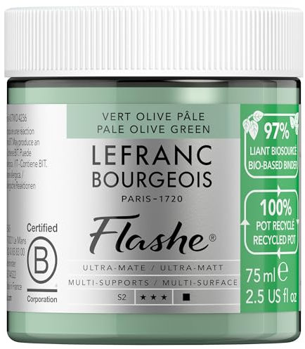 Lefranc Bourgeois Vinílico Extra-Fino Flashe Bio - Bote plástico reciclado 75ml, Verde Oliva Claro