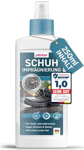 PLINTEX® Shoe Protector Spray 250ml Transparent & 100% Biodegradable - Waterproof Spray for Leather, Suede, UGG, Sneaker, Trainer Shoes & Boots - Protection Waterproofer
