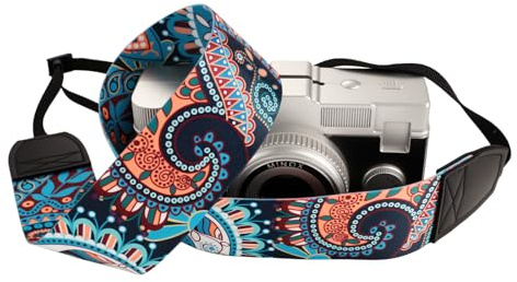 Yirlbey Sangle Appareil Photo Bandouliere Pour Caméscopes, Extrémités en Cuir de Ddouble Couche, D'appareil Coton Brodé Andoulière, Réglable Courroie Multicolore pour DSLR, SLR Photographe Numériques