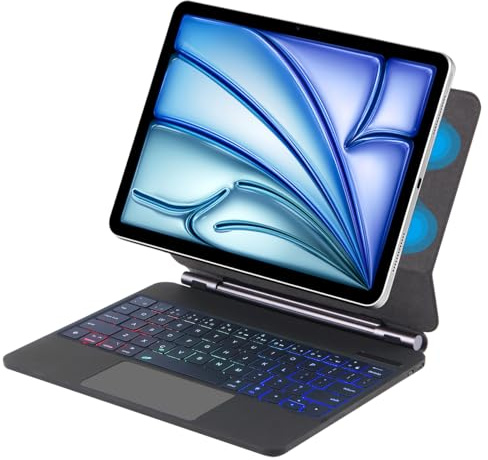 FIABANO Magic Keyboard för iPad Pro 11 tum (M4), trådlöst Bluetooth-tangentbord | styrplatta tangentbord med magnetiskt stativ och strömskärm