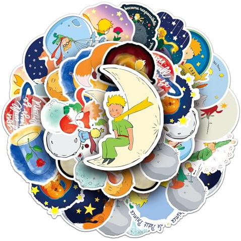 50 piezas de pegatinas de PVC del Pequeño Príncipe – Pegatinas creativas de graffiti y dibujos animados para niños – Decoración para patinetas, maletas, portátiles – Adhesivos autoadhesivos