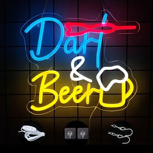 Dart Öl Neon Shield Darts Bar Led Neon Shield Vägg Öl Bar Neon Sign Spel LED Ölskylt Bar Restaurang Vardagsrum Sovrum Män Party Decor Store Present