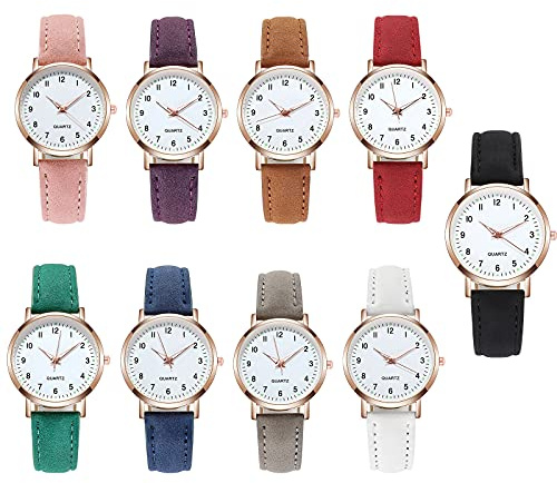 Wrist Watch，Women's Leather Quartz Watch,Frosted Leather Strap Ladies' Analogue Quartz Watch with Luminous Dial 3 Hand Wristwatch Fashionable Wristwatch for Women