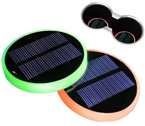 Sottobicchieri LED,1 Coppia Solare 7 Colori Antiscivolo Ricarica USB Luminoso Auto | Luci Portabicchieri Auto | Per Illuminazione Atmosfera Ricarica Cruscotto Veicolo Console Viaggio Quotidiano