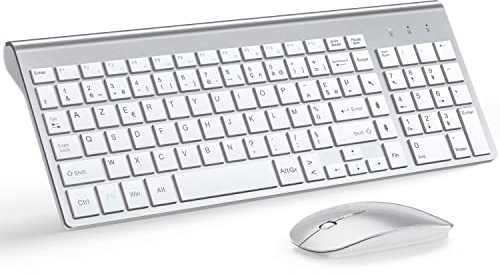 TopMate Ensemble Clavier et Souris sans Fil Ultra-Mince - Argent Blanc