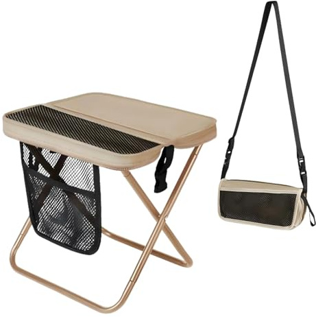 Sgabello portatile per escursionismo e trekking,Mini Portatile Leggero Sedia Pieghevole, Sgabello Pieghevole da Zaino e Sedile Portatile Per campeggio,Escursioni E Viaggi, Pesca, Picnic (Kaki)