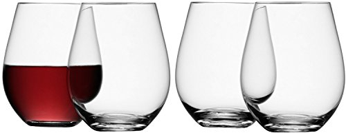 LSA International Wine Stemless Red Wine Glass 530ml Clear | Set of 4 | Mouthblown & Handmade Glass | WI02