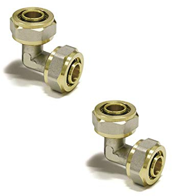 Raccordo a gomito con attacchi a compressione da 16 a 16 mm, per Pert-Al-Pert o Pex-Al-Pex