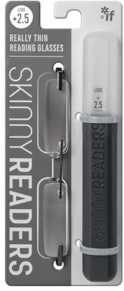 IF Skinny Readers +2.5, Ultra Slim Reading Glasses, Metallic