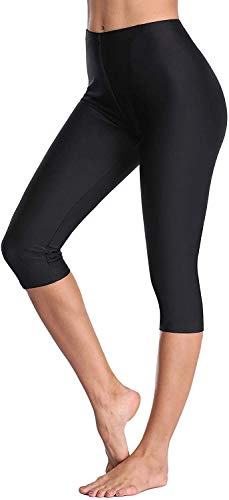Anwell Badehose Damen Lang Bauchweg Uv Schutz Schwimmshorts Schwimmhose Wassersport Bikinihose Schwarz XXL