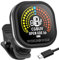 Guitar Tuner Rechargeable, Clip On Tuner with LCD Color Display with Guitar, Ukulele, Violin and Chromatic Tuning Modes for All Stringed Instruments