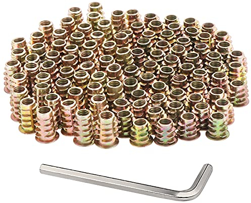 Faankiton 100 Piezas Tuercas de Rosca Hexagonal de Aleación de Zinc, Tuercas Insertables Roscadas para Muebles de Madera, Tuercas para Madera, Tuercas de Inserción (M6*10mm, M6*15mm)