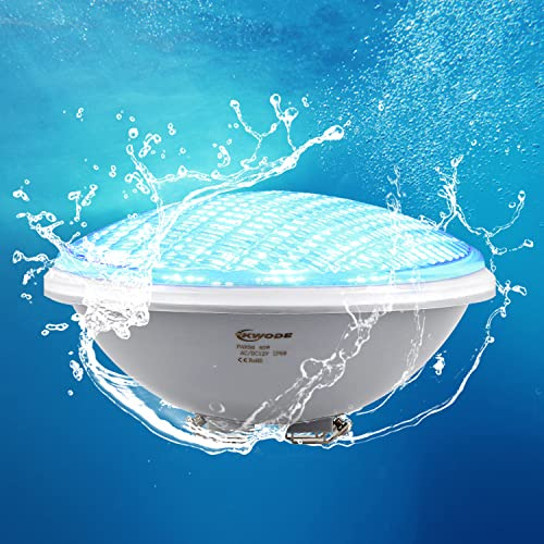 KWODE LED Illuminazione per Piscina PAR56, 40W LED Blu Luci Subacquee Luce per Piscina IP68 Impermeabile, Illuminazione Subacquea per Piscina 12V DC/AC (Blu)