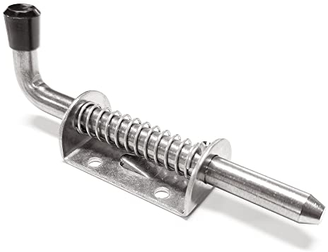 GOIYZTTR 304 Edelstahl Spring Schwere Feder Bolzenschrauben, Schubriegel mit Gummigriff und Feder Silber für Hoftor, Schuppen Tür, Garagentor, 128mm