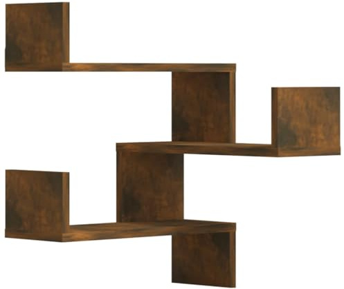 vidaXL Wand Eckregal 2 STK., Wandregal für Schlafzimmer Wohnzimmer, Hängeregal Dekorativ Platzsparend, Wandablage Bücherregal Regal, Räuchereiche Holzwerkstoff