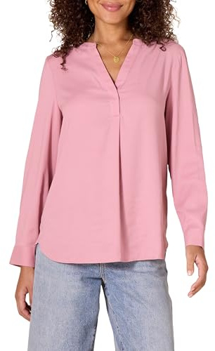 Amazon Essentials Blusa de Georgette sin Cierre de Manga Larga y Corte Holgado Mujer, Malva, XS
