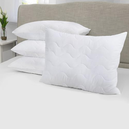 Night Comfort Hotel Quality Quilted Pillows - Premium Filled Bounceback Hollowfibre Pillows for Stomach, Back, and Side Sleepers - Down Alternative Bed Pillow - (1 Pillow - Pack of 1)