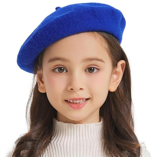 ZLYC Ragazza Classico Artista Francese Berretto Berretto, Fantasia Blu, S