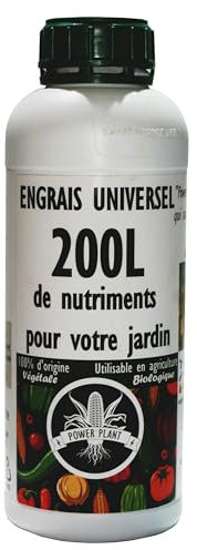Engrais Universel 1L Power Plant 200 Litres de Nutriments Pour le Jardin 100% Végétal Utilisable en Agriculture Biologique…