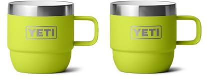 YETI Rambler 6 oz Stackable Mug, Stainless Steel, Vacuum Insulated Espresso/Coffee Mug, 2 Pack, Chartreuse