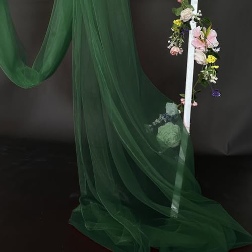 Tessuto in tulle morbido, 5 m x 160 cm, da cucire, per decorazione di arco nuziale, cerimonia, festa, decorazione, abito, velo, verde scuro