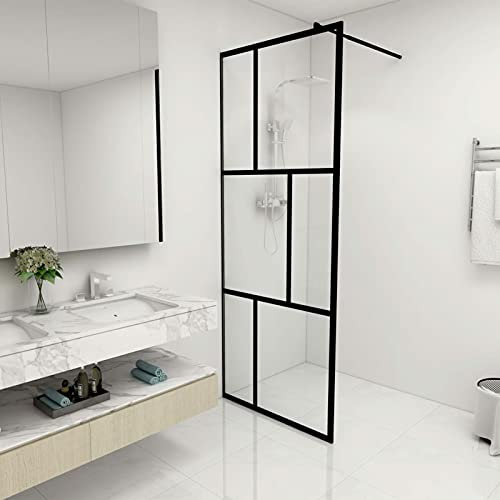 Sufrk Walk-in svart härdat glas duschvägg 80 x 195 cm, badkar duschvägg, badkarsvägg, transparent glas för badkar duschvägg