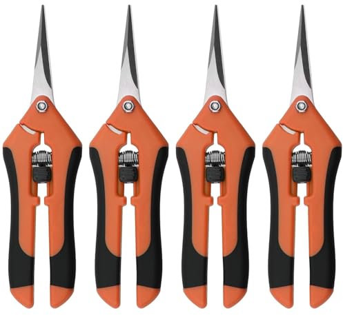 Bhina Lot de 4 Ciseaux de Jardin Chilims Ciseaux de Jardin Ciseaux de Vigne Ergonomiques avec Lame en Acier Inoxydable Sécateur de Jardin à Fleurs pour Branches, Fleurs Fruits Plantes Bonsaïs, 16,5cm